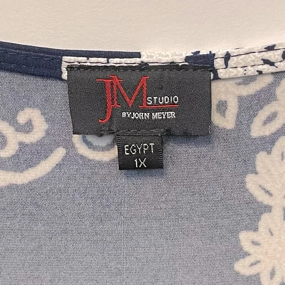 JM Studio by John Meyer Women’s Navy Blue & White 3/4 Sleeve Sheath Dress Sz 1X - Picture 3 of 9